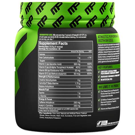 Buy Musclepharm Assault Pre Workout Blue Raspberry 30 Servings At