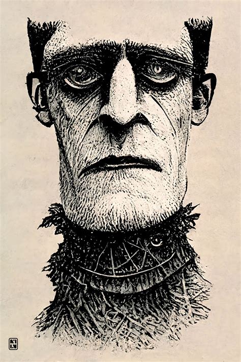 Dr Frankensteins Monster Illustration Printable Wall Etsy