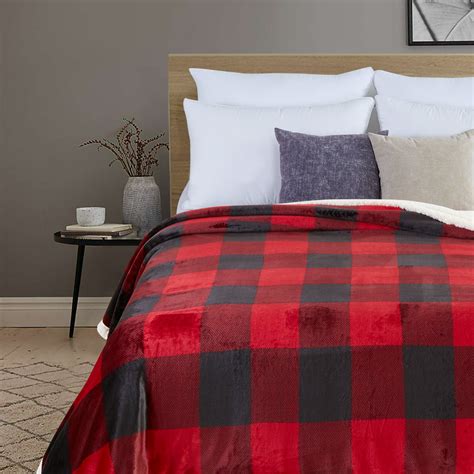 Better Homes And Gardens Fullqueen Sherpa Blanket Red Buffalo Plaid