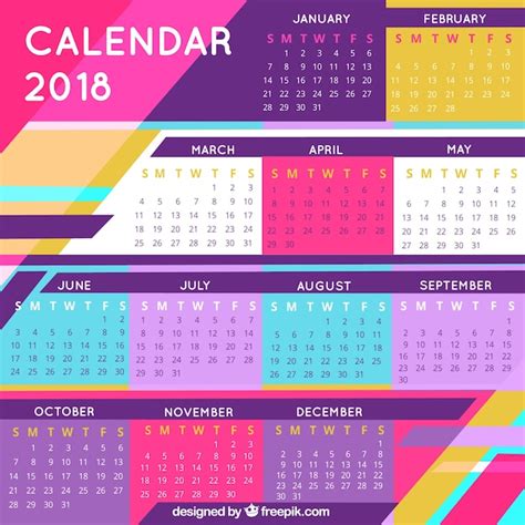 Free Vector 2018 Calendar