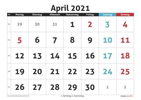 Nachstehend finden sie die kalender für 2021 für deutschland und alle bundesländer zum ausdrucken. Kalender April 2021 zum Ausdrucken - Kalender 2021 zum ...