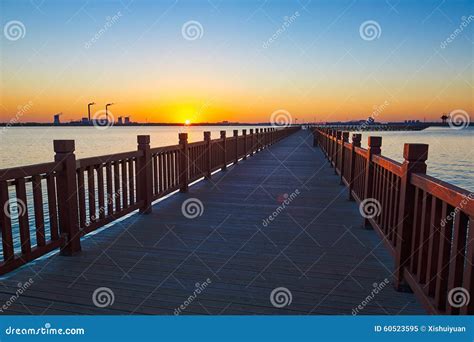 The Wooden Trestle On The Lake Sunset Stock Image Image Of Enjoy