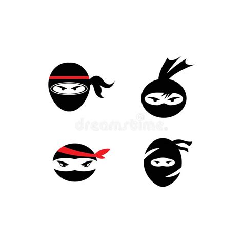 Ninja Warrior Icon Simple Black Ninja Head Logo Illustration Stock