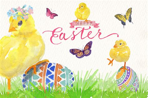 Watercolor Easter Clipart Set