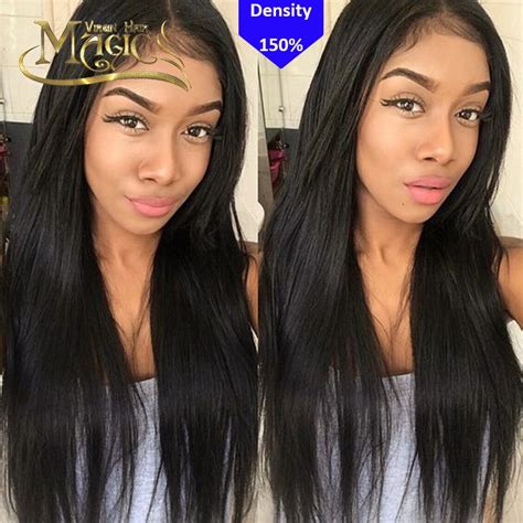 glueless full lace wig raw indian straight hair density 150 front lace wigs for black women