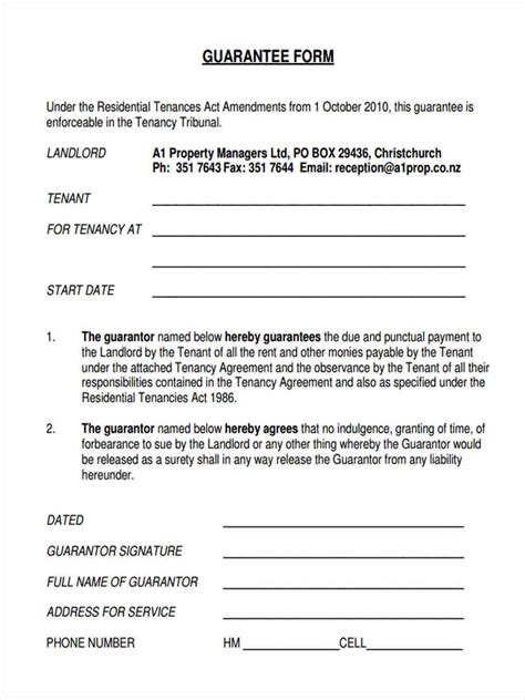 FREE Guarantor Agreement Forms In PDF