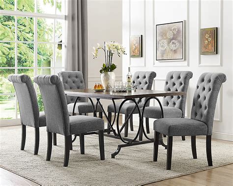 Brassex Inc Soho 7 Piece Dining Set Table 6 Chairs Grey The Home
