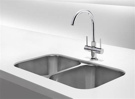 Double sinks come in different sizes so make sure you measure out beforehand how large each basin should be before deciding where best to place them on your surface area (underneath) really depends upon personal preference as well as ease of use. Monaco Double Bowl Undermount Sink - Cooks Plumbing