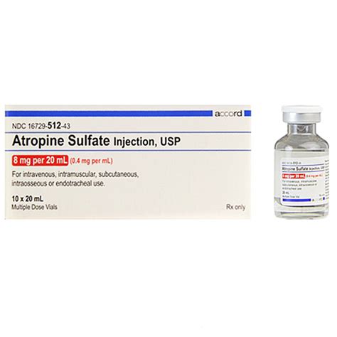Atropine Sulfate Injection 8mg20ml 04mgml Multiple Dose Vials 20m