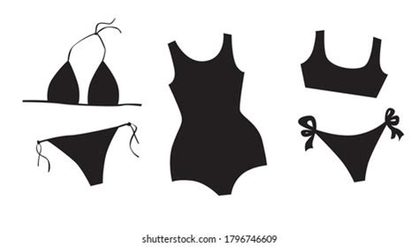 One Piece Swimsuit Isolated Black Stock Vectors And Vector Art Shutterstock