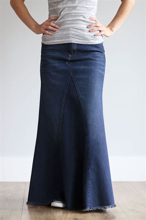 Modest Womens Lainey Long Denim Skirt Inherit Clothing Company Inherit Co Jean Skirt