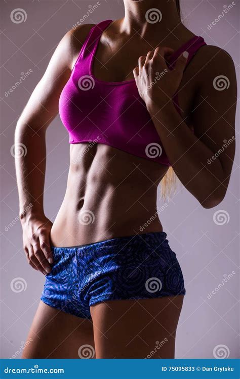 Fitness Sporty Woman Showing Her Well Trained Body Stock Image Image Of Shape Exercising