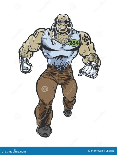 Mysterious Muscular Man In Hoodie Cartoon Mascot Logo Vector