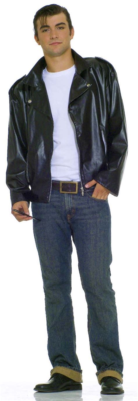 50s Greaser Grease Faux Leather Biker Fonzie Jacket Costume Standard