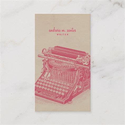 Writer Vintage Typewriter Cool Pink Simple Modern Business Card Zazzle Modern Business Cards