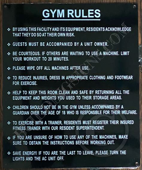 Gym Rules Sign Aluminum Signs 10x12 Hpd Signs The Official Store