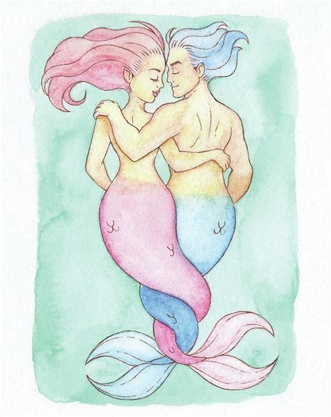 Sweetheart Mermaid Couple Mermay 2018 Painting By Armando Elizondo Pixels