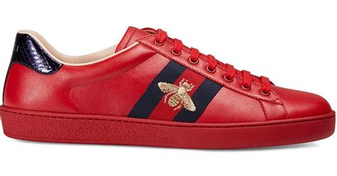 Gucci Ace Embroidered Sneaker In Red For Men Lyst