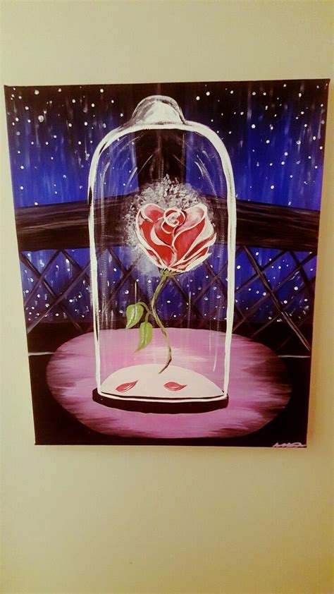 Beauty and the beast flower disney painting | Disney paintings, Beauty