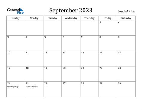 September 2023 Calendar With Holidays South Africa Pelajaran