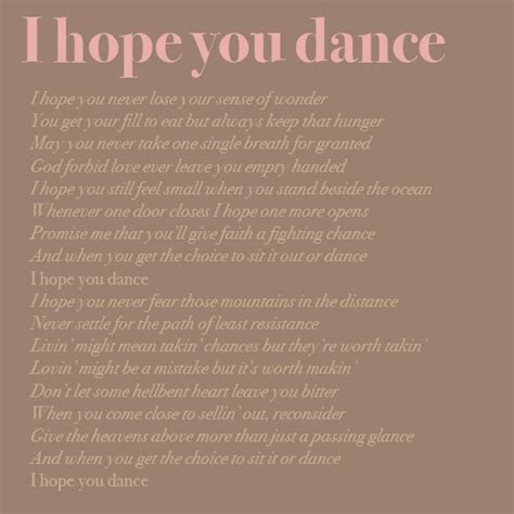 If this blog could have a theme song, i hope you dance would be it. I hope you dance - beautiful song | Inspirational Words | Pinterest