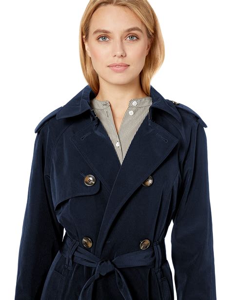 London Fog Womens 34 Length Double Breasted Trench Coat With Belt