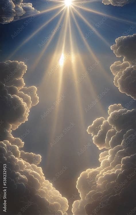 Spiritual Background Sky Clouds Star Heaven Christ God Illustration