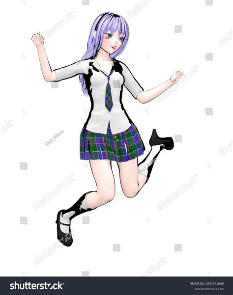 3d Sexy Anime Doll Japanese Schoolgirl Stock Illustration 2092871686