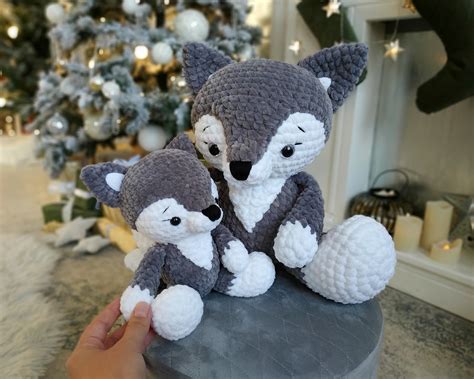 Mother And Baby Wolf Plush Stuffed Animals Large Woodland Giant Etsy