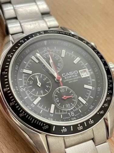 casio edifice ef 503d 1av men s chronograph black dial watch with spare links ebay