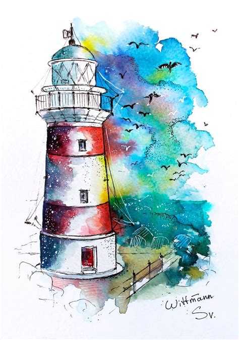 Lighthouse 2 Original Watercolour Painting On Artfinder