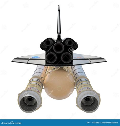 Space Shuttle Discovery With Boosters On White 3d Illustration