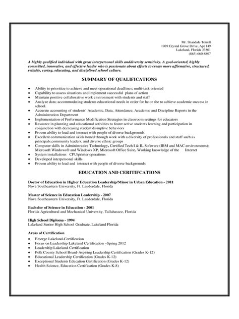 Sample Resume Summary Of Qualifications Ketisyare