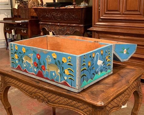 19th Century French Hand Painted Trunk With Rabbit And Deer Motifs From