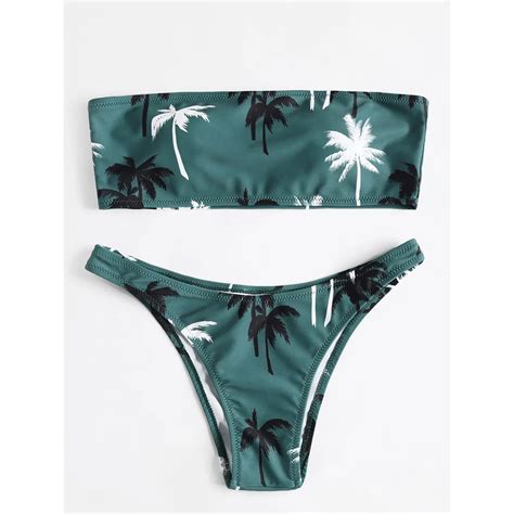 zaful bandeau tropical bikini strapless brazilian bikini swimwear women swimsuit sexy thong