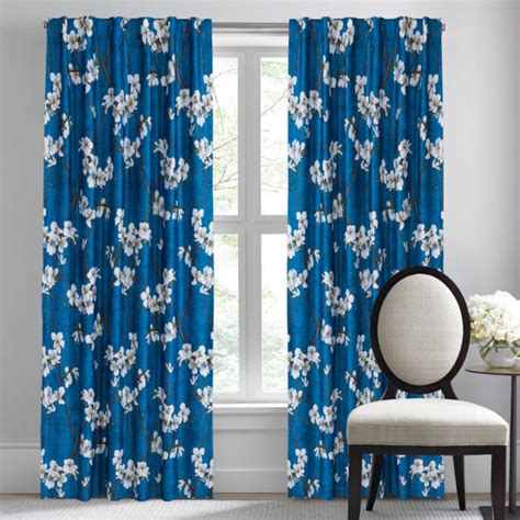 Almond Blossom Print Luxury Window Curtains 2pc Set Asian Inspired