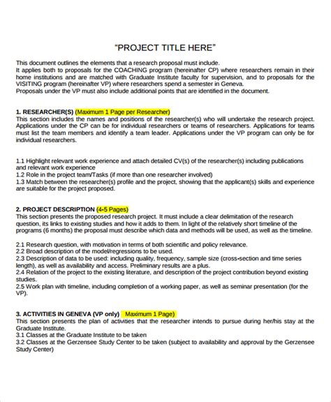 Free 12 Sample Research Project Templates In Pdf Ms Word