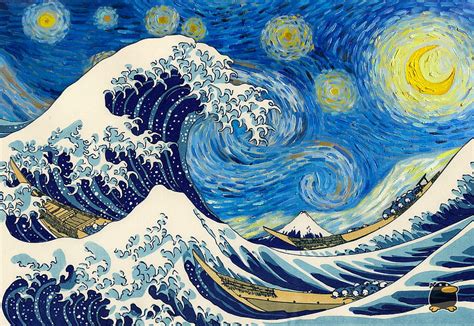 Vincent Van Gogh Hokusai Starry Night The Great Wave Off Kanagawa