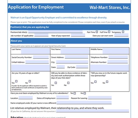 Walmart Application Download Printable Online Job Form Printable