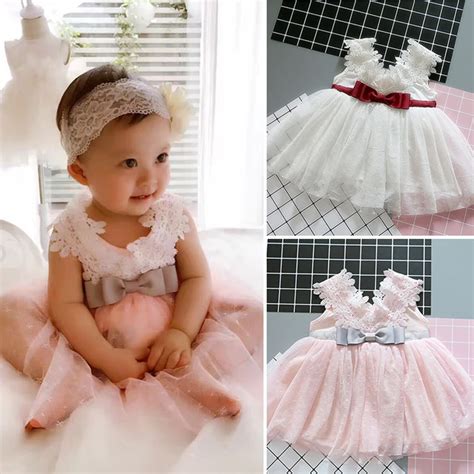 Infant Baby Girl Birthday Dress Newborn Kids Sleeveless Princess Mini
