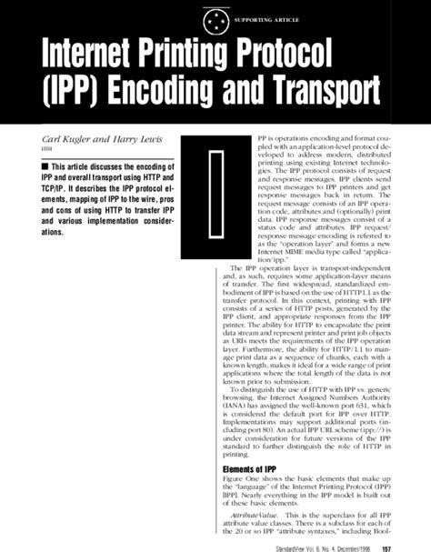 Internet Printing Protocol Ipp Encoding And Transport Standardview