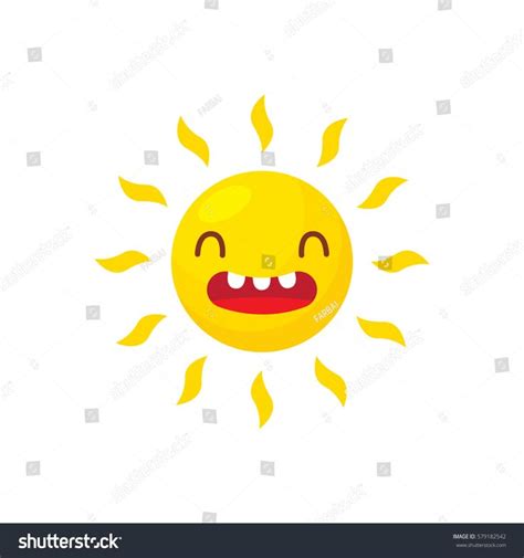 The Smiling Sun With Its Eyes Closed And Mouth Wide Open On A White