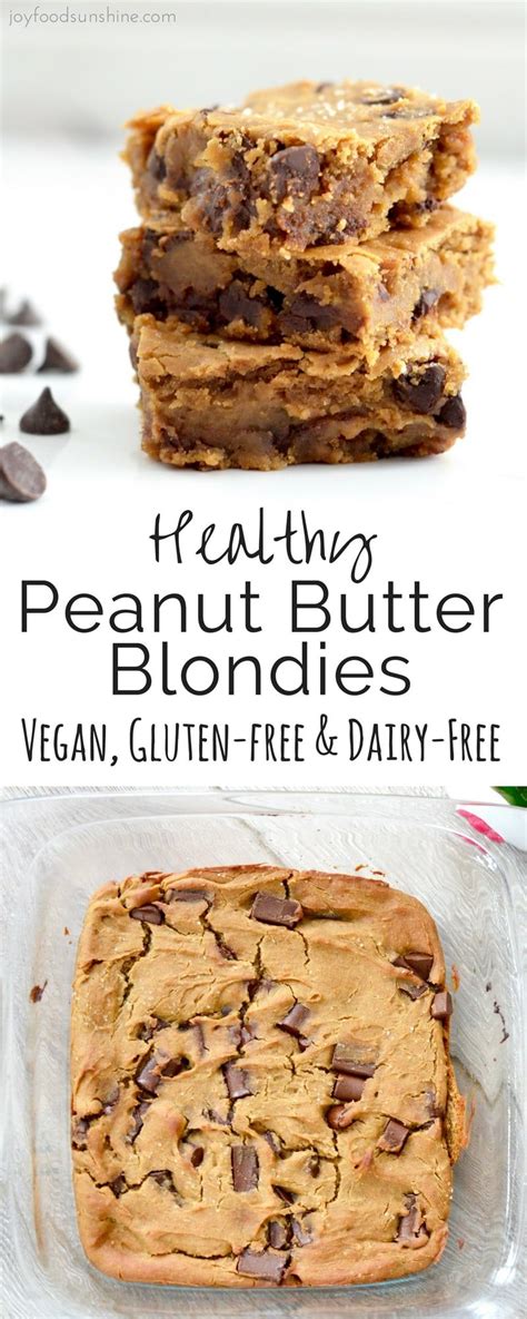 It doesn't taste anything like avocado.) These Healthy Peanut Butter Blondies are gluten-free, dairy-free, refined-sugar free and vegan ...