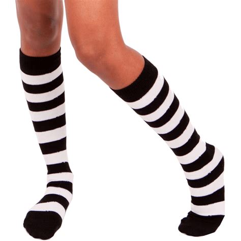 Striped Blackwhite Knee High Socks