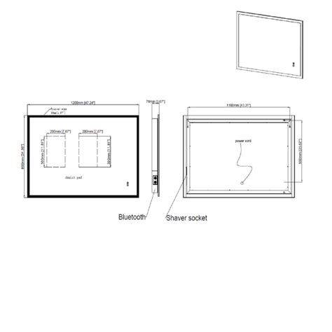 Rectangular Led Bathroom Mirror With Bluetooth And Shaver Socket 1200 X 800mm Divine Better