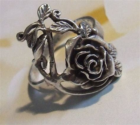 Solid Sterling Silver Carved Rose Flower Ring Size 7 Etsy Vintage