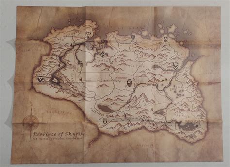 Skyrim Game Map Foldable Markarth Solitude Winterhold Riften