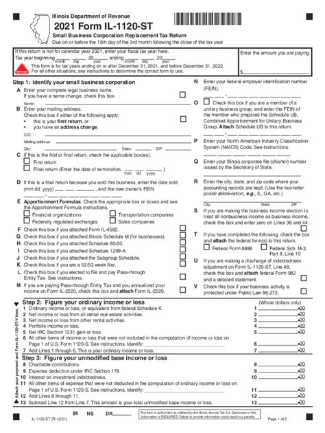 Il 1120 St 2021 2024 Form Fill Out And Sign Printable Pdf Template