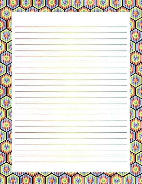 Printable Rainbow Geometric Stationery Printable Lined Paper