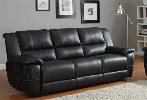 Homelegance Cantrell Sofa Double Recliner Black Bonded Leather